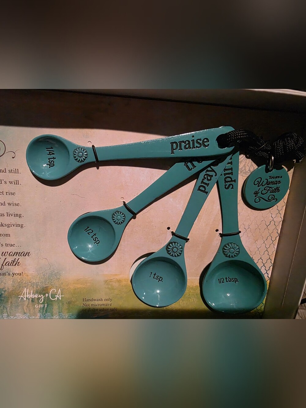 Abbey & C A Teal 'Woman of Faith' Measuring Spoon Set by Praise